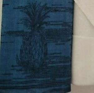 Handkerchief pineapple print black print on blue cotton